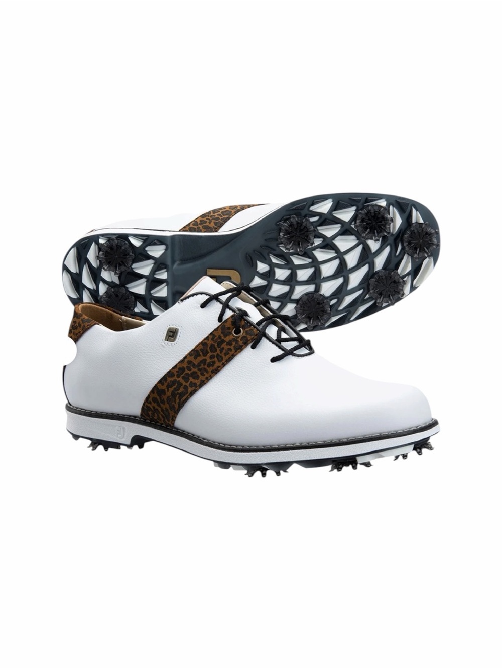 NWT FootJoy DryJoys Premiere White Leather Leopard Golf Shoes Women's 7
